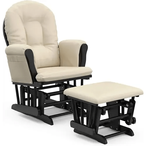 Storkcraft Hoop Glider and Ottoman Set, Black/Beige