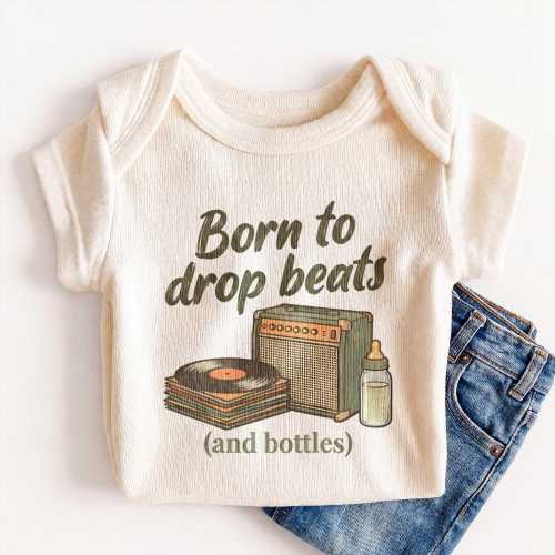 Born to Drop Beats and Bottles Baby Onesie® - Funny Music Lover Bodysuit