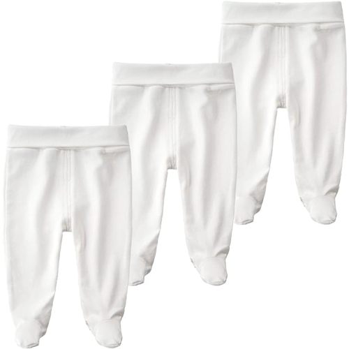 ACESTAR Newborn Infant Baby Boys Girls Cotton High Waist Footed Pants Casual Leggings with Feet 0-12 Months 3-PACK/1-PACK