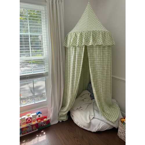 Ruffle Gingham pattern Crib bed Canopy | Hanging Canopy for crib bed | Checked pattern Canopy