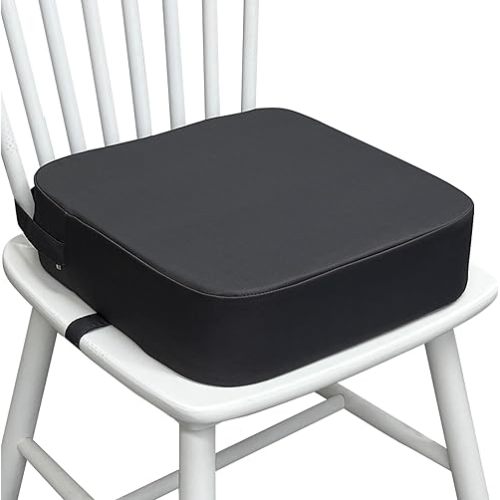Toddler Booster Seat for Kitchen Chair, 3.5" Oxford Foam Cushion, Non-Slip Base, Adjustable Straps, Portable Dining Booster for Self-Feeding Toddlers at Home or on the Go (Dark Grey)