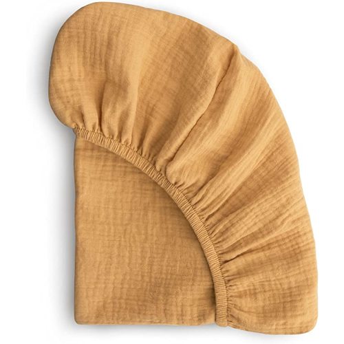 mushie Extra Soft Muslin Fitted Crib Sheet | 192 Thread Count | 28"x 52" (Fall Yellow)