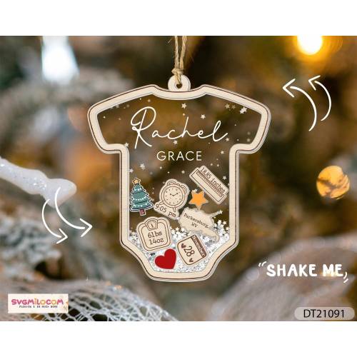Baby's First Christmas Ornament, Baby 1st Christmas Ornament, Custom Baby Name, Custom Newborn Gift, 4D Shake Babies Ornament, Baby Keepsake