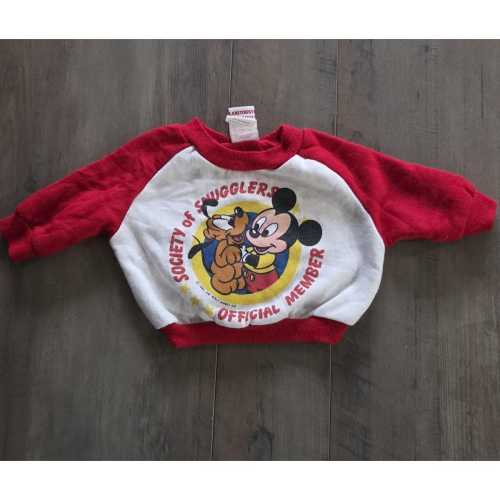 Walt Disney Vtg 1984 Mickey Mouse & Pluto Snugglers Sweatshirt-6 Month Old Baby