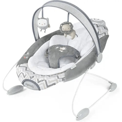 Ingenuity SmartBounce Automatic Baby Bouncer Seat with White Noise, Music, Toy Bar & 2 Plush Infant Toys, 0-6 Months Up to 20 lbs (Braden)