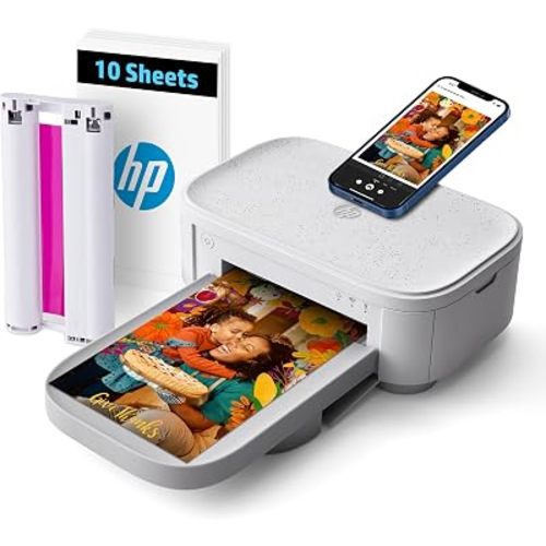 HP Sprocket Studio Plus 4x6 Wireless Instant Photo Printer, 10 Sheets + Cartridge, Wi-Fi, Premium Dye Sublimation, Compact Home Use, Prints Vibrant Color Pictures, Editing App for Creative Photos