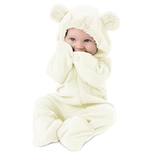 Cuddle Club Fleece Baby Bunting Bodysuit Hoodie, Newborn - 5T | Infant Romper Hooded Sweater Outfit, Car Seat Friendly, Convertible Mittens & Booties, Warm Jacket, Winter Suit Clothes