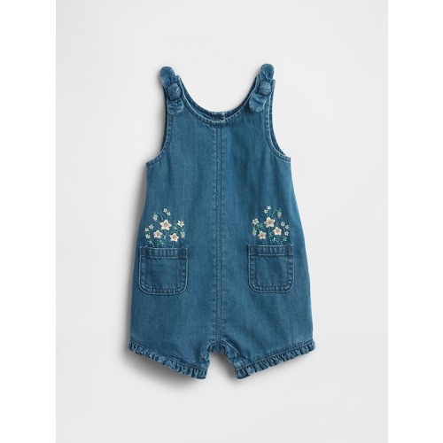 Baby Embroidered Floral Denim One-Piece