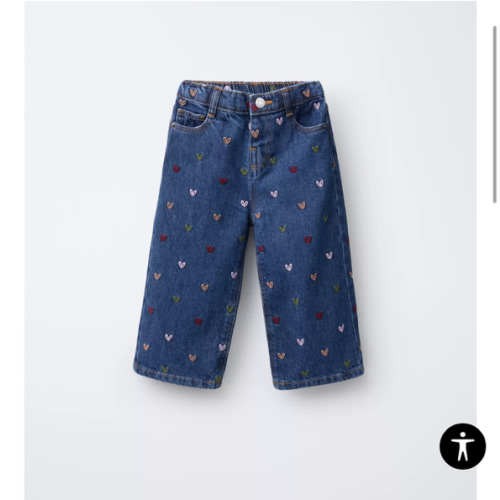 HEART EMBROIDERED CULOTTE JEANS - Blue | ZARA United States