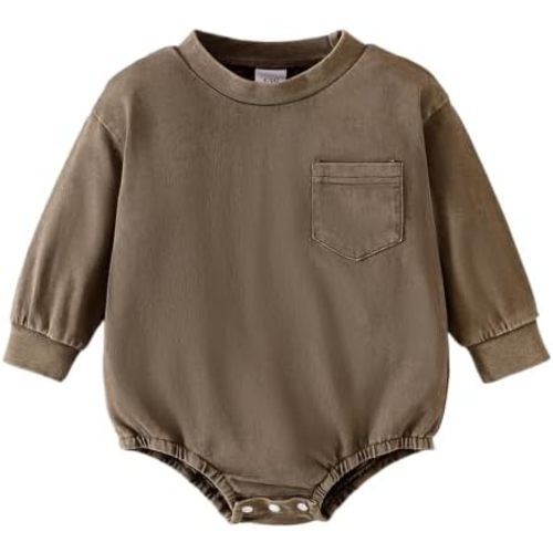 ROMPERINBOX Baby Boy Cotton Bubble Romper Long Sleeve 0-24M