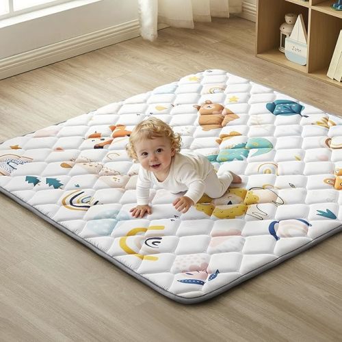 Baby Play Mat, 50x50 Thickened Playpen Mat, Non-Slip Baby Mat for Floor, Foldable Portable Playmat Suitable for Babies Learning to Crawl and for Travel