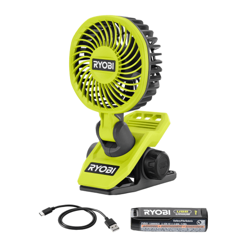 Ryobi USB Lithium Mini Clamp Fan 2.0Ah Kit