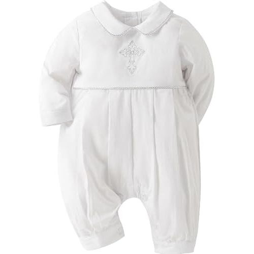 Booulfi Baptism Christening Outfits for Boys Easter White Romper Baby Romper Church Newborn Clothes