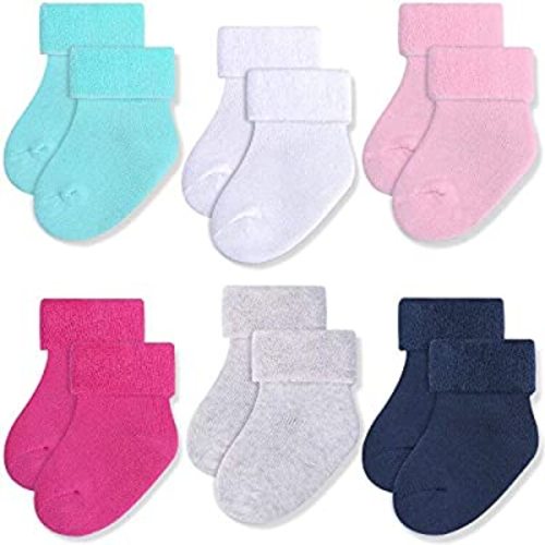 JAKIDAR 6 Pairs Baby Socks Thick Warm Socks for Infant Newborn Cotton Sock Shoes