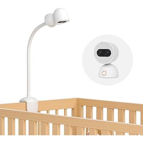 Simsky Baby Monitor Clip-on Mount, Plug & Play, Internal Cord Routing, Freely Adjust, Sturdy Flexible Baby Camera Holder for Crib Nursery, Compatible Camera