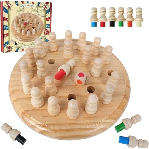 Gothink Wooden Memory Chess Matching Game, 7.5 Inch Wooden Memory Match Stick Chess Board Game, Educational Games for Kids, Montessori Preschool Toy for Toddler Birthday Gift