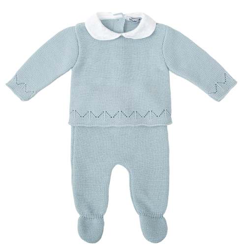 Palmer Sea Blue Knit Footed Matching Set