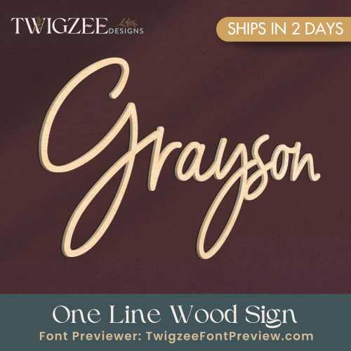 One Line Wood Baby Name Sign | Letter Wall Art | Kids Room Art | Wall Art for Nursery | Baby Name Sign | Kids Room Decor | Wooden Sign | USA
