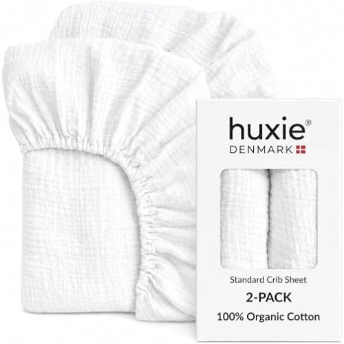 Crib Sheets, 100% Organic Cotton Muslin, 28"x52" Standard 2-Pack