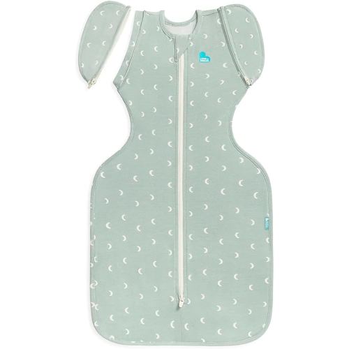 Love to Dream Swaddle Up Transition Bag Original, Arms Up Position, Light and Ultra Breathable Cotton - Sleep Bag - 1.0 TOG - (20-24°C) Ideal for Moderate Temps (Moon Olive, Medium, 6–8.5kg)