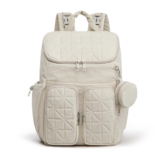 G4Free Diaper Bag Backpack for Moms Dads Travel Baby Bag with Pacifier Case & Insulated Pockets,Beige