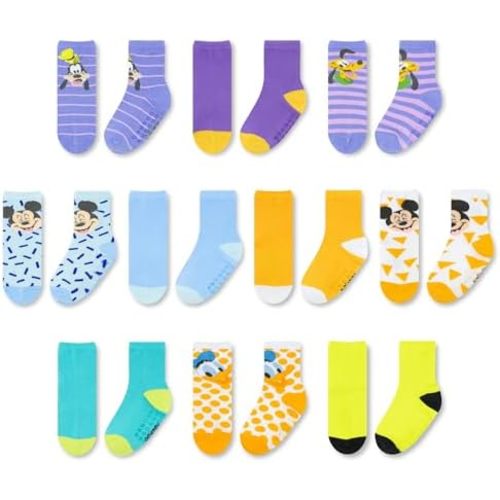 Mickey Mouse Infant Socks - 10 Pack with Anti-Slip Grippers for Ages 6-24 Months