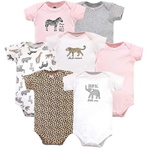 Hudson Baby Baby Girls' Cotton Bodysuits 7-pack