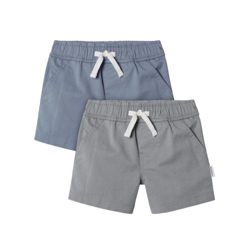 Gerber Baby Boys Grey/Blue Shorts, 2-Pack, 0-3 Months