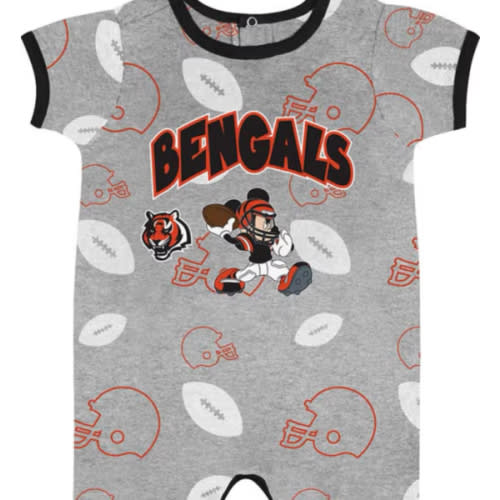 Cincinnati Cincinnati Bengals HEATHERGREY Baby Game Winner Romper One Piece