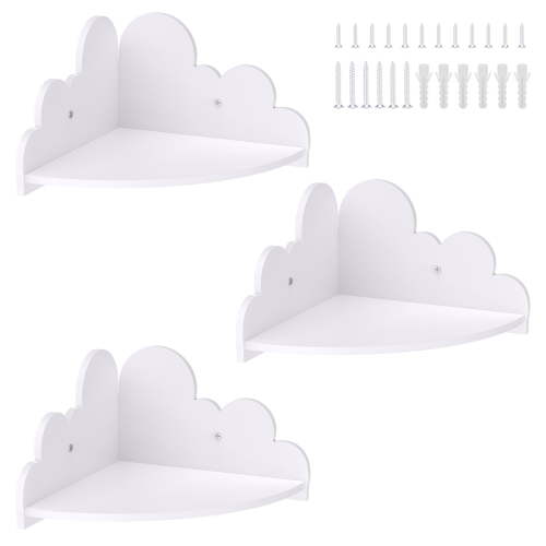 HKJUNFEI 3Pcs Floating Corner Shelves Include All Mounting Hardware White Cloud Wall Display Shelves for Room Arrangement