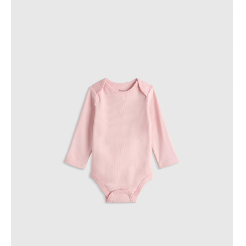 100% Organic Cotton Long Sleeve Bodysuit - Baby in Baby Pink