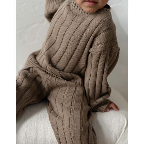 Children’s Wide Ribbed Knit Sweater ‘Oak’ – Oat Co