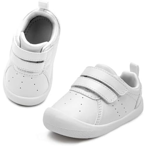 Baby Shoes Boys Girls First Walking Shoes Wide Toe Box Barefoot Zero Drop Toddler Shoes Lightweight Nonslip Soft First Walkers PU Leather Toddler Sneakers for 6-24 Months