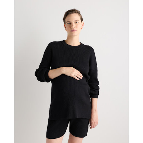 Cotton Cashmere Oversized Maternity Sweater - Maternity in Black
