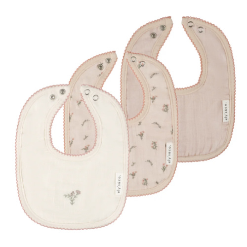 3 Pack Muslin Terry Bibs - Pink Gingko – Ely's & Co.