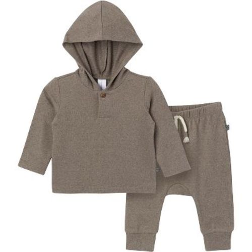 Modern Moments™ by Gerber Baby Boys' 2-Piece Hooded Brushed Hacci Set, Green Heather, 0-3 Months