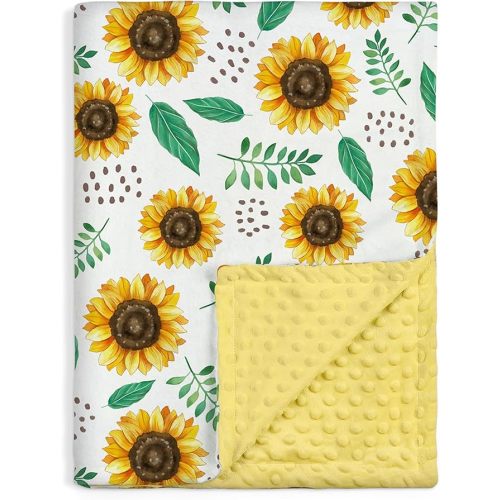 SANDJEST Sunflower Blanket for Girls Kid - 30 x 40 Minky Throw Kids Blankets Gifts for Birthday Christmas - Nursery Bedroom Decor