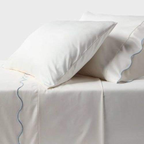 Queen 400 Thread Count Performance Sheet Set Blue Scalloped Hem - Threshold™