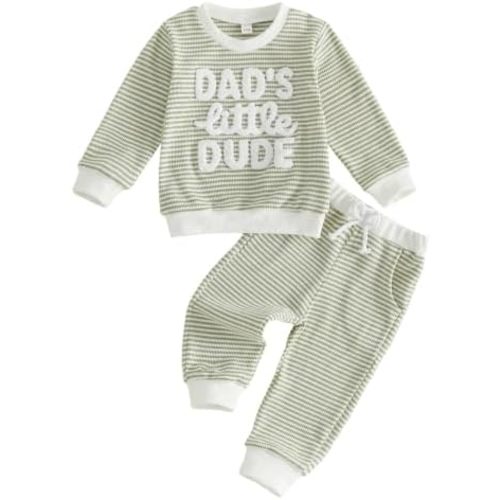 Toddler Baby Boy Fall Winter Clothes Waffle Sweatshirt + Pants Sets