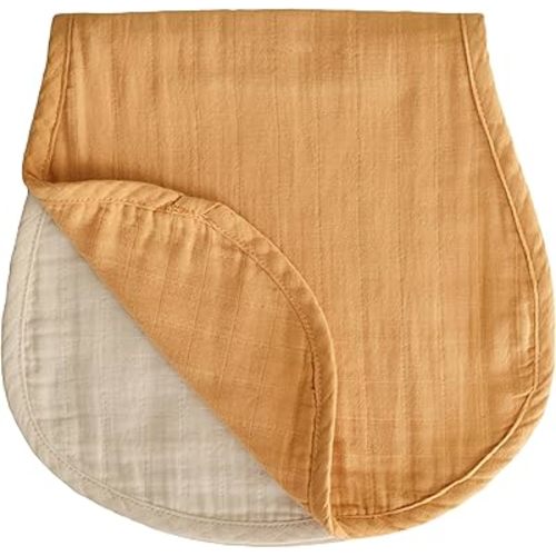 mushie Muslin Baby Burp Cloths | 100% Organic Cotton, Set of 2 (Fall Yellow/Fog)