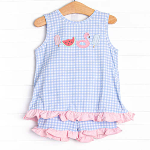 Pool Day Picks Applique Ruffle Short Set, Blue – Stitchy Fish