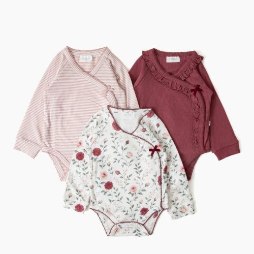 Picolette by Olivia Culpo Baby Girls' Floral 3pk Long Sleeve Bodysuits - Pink 3-6M