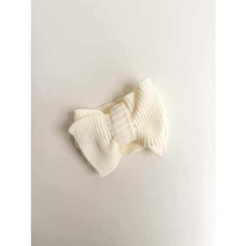 RIBBED KNIT OVERSIZED BOW - IVORY
