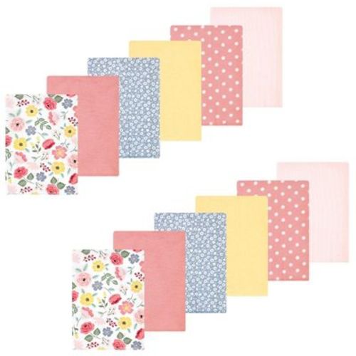 Luvable Friends Hudson Baby Cotton Poly Flannel Burp Cloths 12pk, Blush Floral