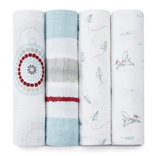 Aden + Anais Cotton Muslin Swaddle 4-Pack - Liam The Brave.