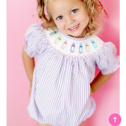 Purple Crayon Smocked Bubble I Poppy Kids Co