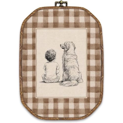 ZIKZAUDOU Vintage Nursery Octagon Canvas Wall Art Decor, 10.2x7Inch