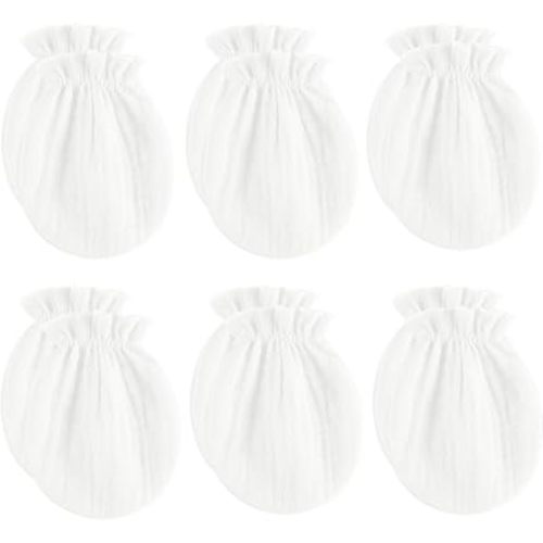 MOMSMENU Baby Mittens Newborn Muslin Soft No Scratch 0-6 Months 6-Pack