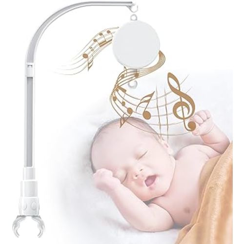 23 inches DIY Baby Crib Mobile Arm,Mobile arm for Crib,Nursery Mobile arm,Baby Mobile Hanger, with Music Box-The Claw Part Can be Adjusted Width-DIY Toy Decoration
