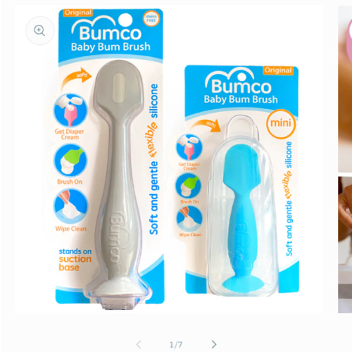 Bumco 2-Pack Full-Size & Mini Baby Bum Brush Bundle (Gray/Blue)